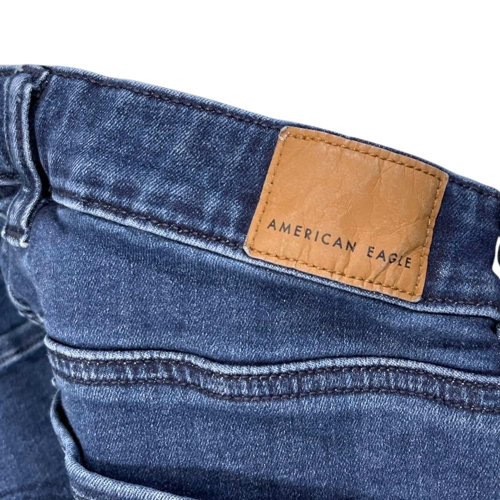 American Eagle 4 Dark Wash Festival Flare Jeans Front Seam Side Slit Boho Retro - Picture 6 of 11